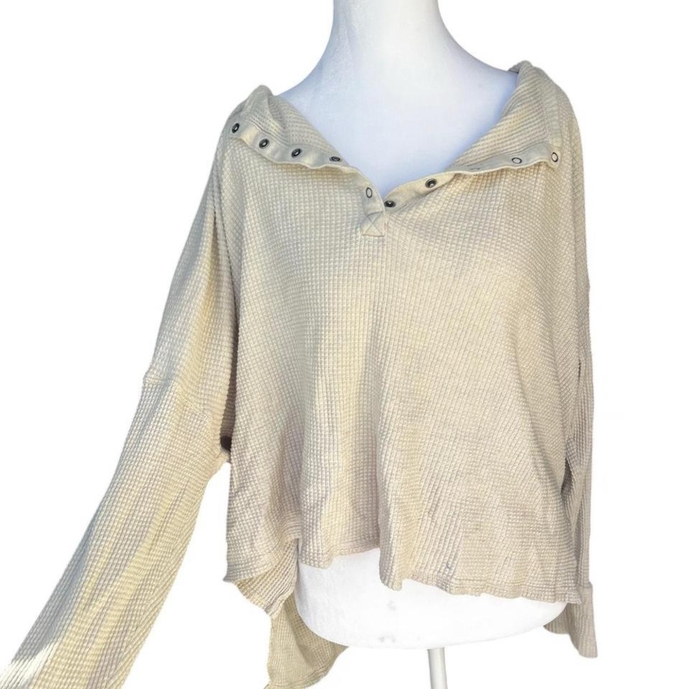 Cream Waffle Knit Pullover